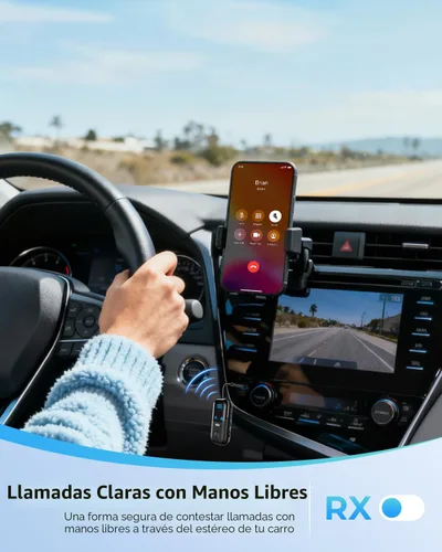 Vista 6 de Receptor transmisor Bluetooth 5.4 para 2 AirPods/auriculares, adaptador Bluetooth de avión 2 en 1 con micrófono para llamadas manos libres, baja