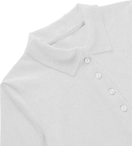 Vista 3 de Remidoo Bodis de punto acanalado de manga corta con cuello y botones frontales para mujer