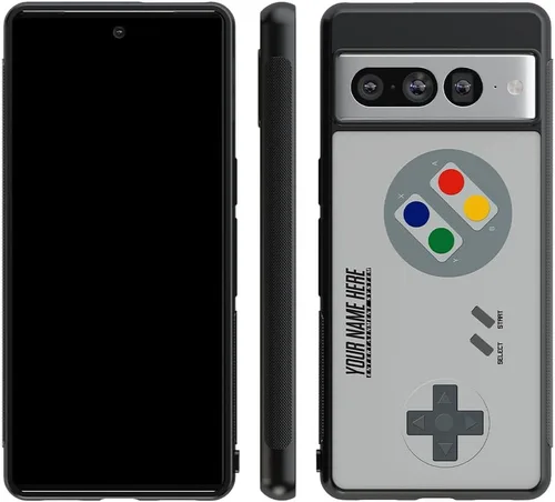 Vista 3 de Funda de goma negra personalizada con controlador de videojuegos retro compatible con Google Pixel 10, 10 Pro, 10 Pro XL, 9a, 9 Pro, Pixel 9, Pixel
