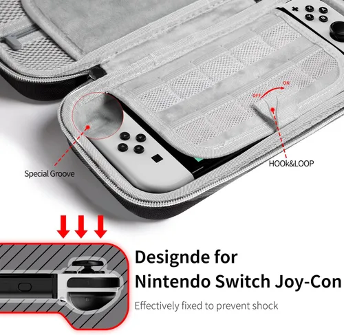 Vista 3 de Benazcap Funda compatible con Nintendo Switch OLED modelo 2021 14 en 1 kit de accesorios con funda de transporte cubierta transparente protector