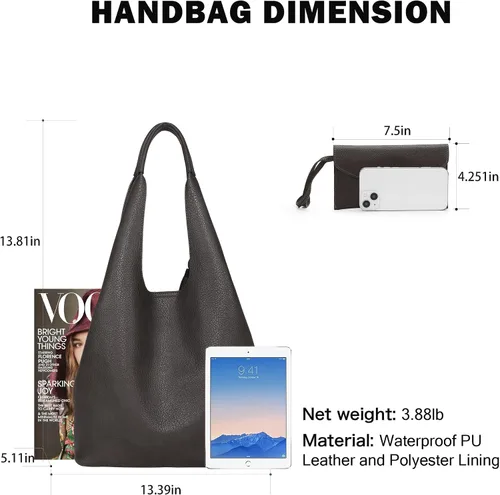 Vista 5 de Montana West Hobo Bags for Women Designer Top Handle Purses Ladies Shoulder Handbag Set