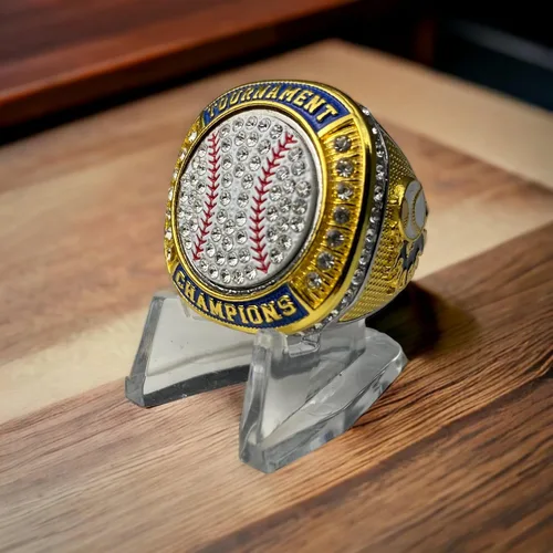Vista 2 de Legacy Rings Paquete de 1 o 12 campeones de campeonato de campeonato de campeonato de béisbol de sóftbol o finalistas en tono plateado transparente