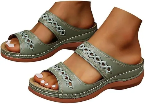 Vista 11 de Sandalias de verano elegantes para mujer, planas, bonitas, informales, para playa, cómodas, ortopédicas, sin cordones, sandalias ortopédicas