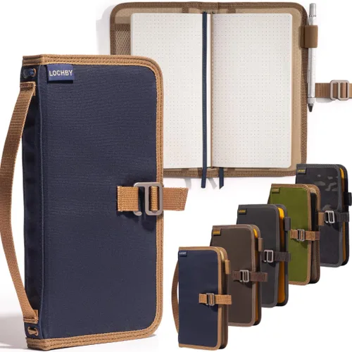Vista 27 de LOCHBY® Carpeta Field A5 Cubierta de carpeta de 6 anillas Lona encerada resistente al agua Diseño plano Sistema A5 apto para recargar