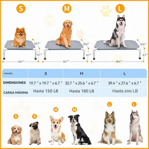 Vista 3 de Cama elevada para perros pequeños, cama de enfriamiento para perros, cama Gris-M-1