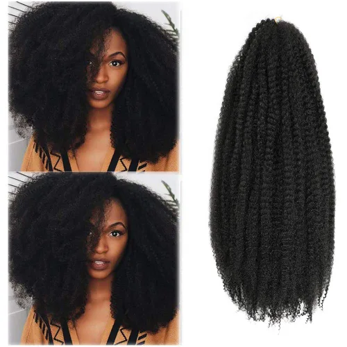 Vista 10 de Dansama Cabello Marley, 24 pulgadas, cabello trenzado Marley Twist, extensiones de cabello rizado rizado (24 pulgadas (paquete de 3), #1)