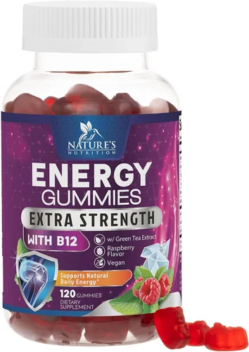 Vista 10 de Energy Gummies – Vitamina B12 1000mcg – 3 veces gomas de energía limpia y concentración con cafeína natural de té verde – Suplemento de ejercicio
