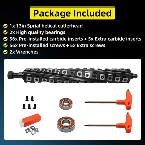 Vista 4 de Shelix Cabezal de corte helicoidal para DeWalt 735 DW735 DW735X Cepilladora de espesor, cabezal de corte helicoidal de 13 pulgadas para DeWalt DW735
