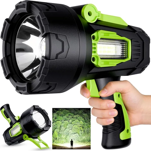 Vista 10 de Foco recargable, 2000000 LM, luz LED súper brillante, linterna LED, proyector de alta potencia, reflector grande al aire libre con paneles solares