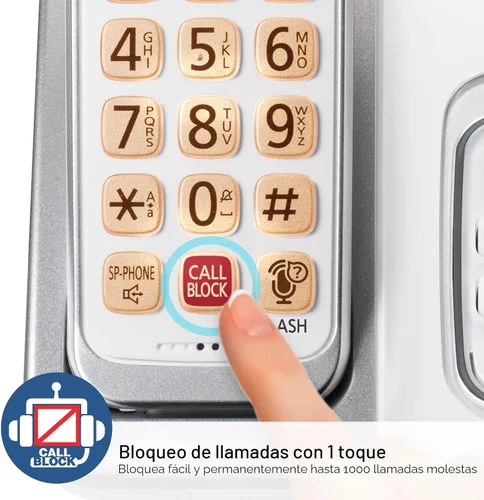 Vista 4 de Panasonic - Teléfono inalámbrico con contestador automático, Link2Cell Bluetooth para el hogar, asistente de voz y bloqueo avanzado de llamadas