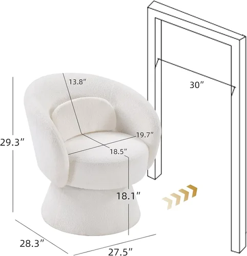 Vista 2 de IOMOR Silla giratoria de tocador con diseño de barril, silla moderna de mediados de siglo para sala de estar, dormitorio, espacios pequeños, silla