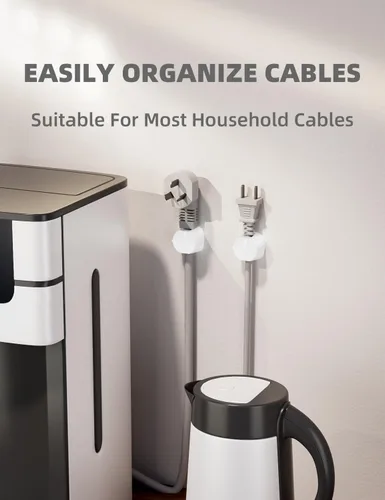 Vista 2 de Maveek Organizador de clips para cables, organizador de cables giratorios para oficina, escritorio, hogar, cocina, automóvil, dormitorio 6 Blanco