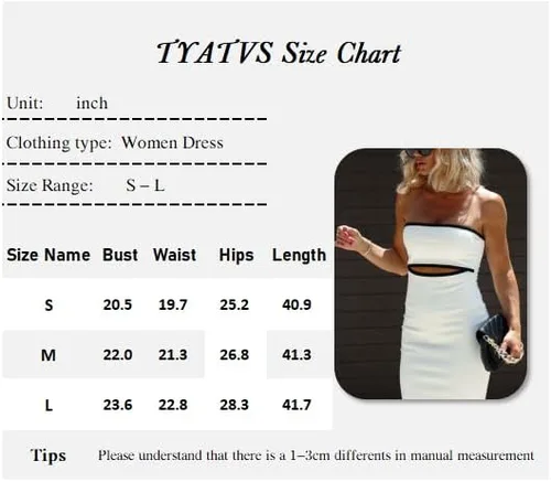 Vista 5 de TYATVS Y2k - Vestido de punto sin tirantes, vestido midi recortado para mujer, vestido superior de tubo, vestido a rayas, vestido de verano