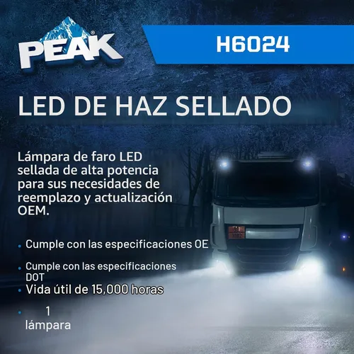 Vista 2 de PEAK Faro LED H6024 de haz sellado 6000K - Paquete de 1