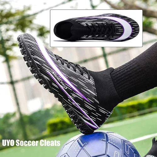 Vista 7 de Men's Soccer Shoes Football Cleats Indoor High-Tops Lace-Up Non-Slip Spikes Turf Boots