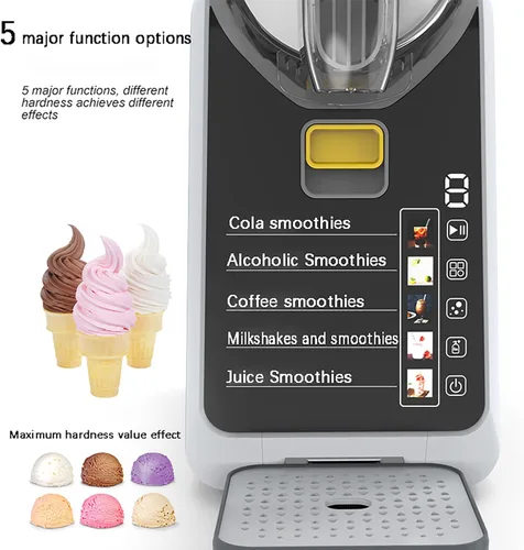 Vista 2 de Máquina comercial de granizado para uso doméstico: máquina de bebidas congeladas con enfriamiento rápido, limpieza automática, 2L 5 programas