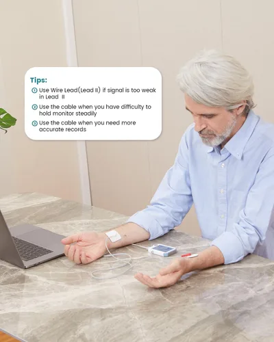 Vista 5 de Monitor de salud cardíaca en el hogar, dispositivo portátil de frecuencia cardíaca con almohadillas de electrodos, máquina independiente compatible