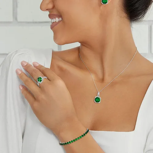 Vista 2 de EVER FAITH Juego de joyas de boda para novia, dama de honor, glamour, lágrima, circonita cúbica, collar, aretes, pulsera de tenis, juegos de anillos