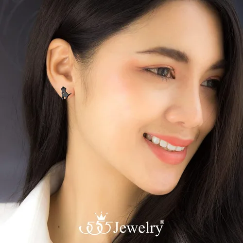 Vista 2 de 555Jewelry Aretes pequeños de acero inoxidable para perros pequeños y pequeños para mujeres y niñas