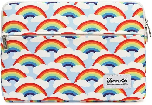 Vista 21 de Canvaslife - Funda de lona para laptop de 13 pulgadas con patrón de cuadros negros y bolsillo de 13 y 13.3 pulgadas