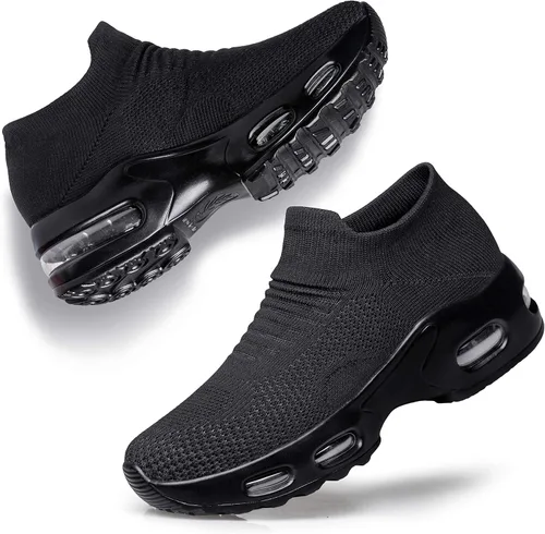 Vista 7 de YHOON - Zapatos deportivos para caminar para mujer, sin cordones, para enfermería, trabajo, con cámara de aire, de malla, informales, para correr
