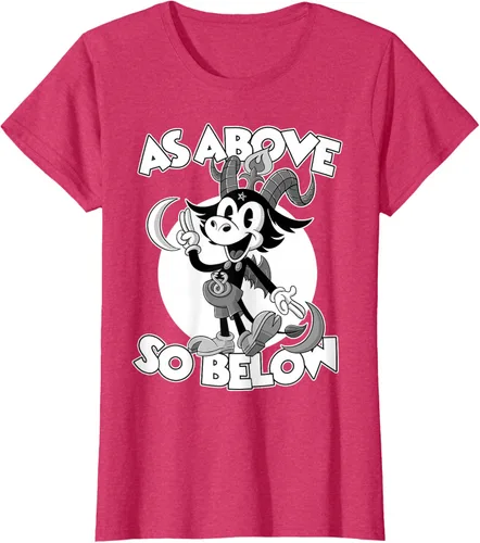 Vista 11 de Camiseta de dibujos animados retro de Baphomet Pagan As Above So Below, Negro, S