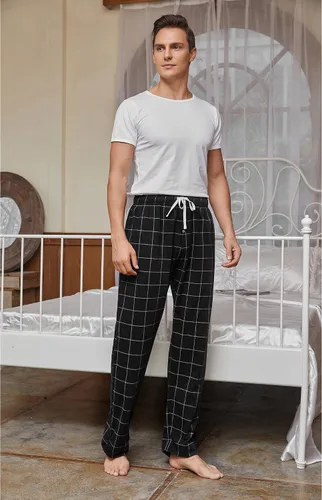 Vista 3 de Vulcanodon Pantalones de pijama de algodón para hombre, pantalones de dormir ligeros para hombre