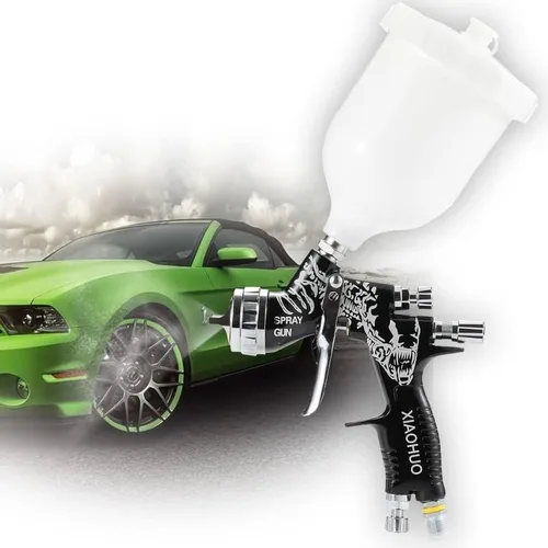 Vista 5 de Automotriz Reacabado Spralien Reborn Black Spray Gun PRO LITE TE20 1.3tip 20.3 fl oz Copa