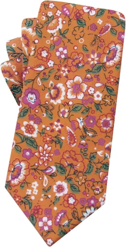 Vista 37 de Corbata de algodón floral para hombre, corbata delgada impresa de 2.56'' 01-Bean Pasta Rosa