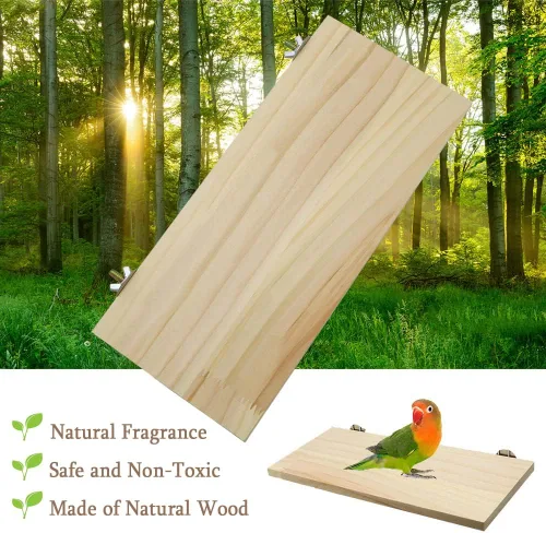 Vista 3 de Litewoo - Estante grande de madera para periquitos, 1 unidad Natural wood, sturdy flat bird perch shelf, for small-medium