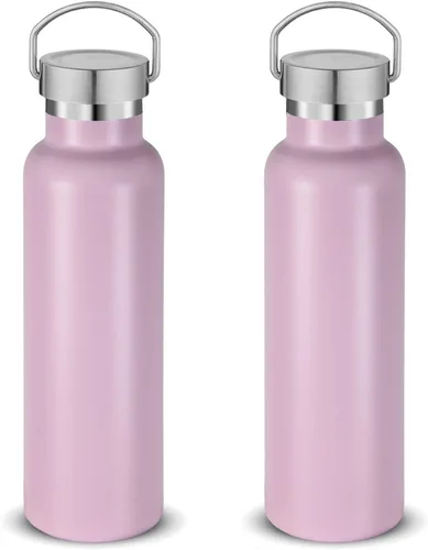 Vista 26 de Neihepal Botellas de agua de acero inoxidable negras, botella de viaje de doble pared con aislamiento al vacío de 20 onzas con tapa a prueba