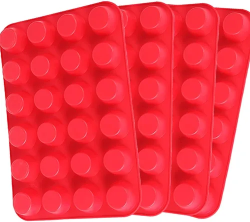 Vista 8 de Qtopun Mini molde de silicona para magdalenas, 4 unidades de 24 tazas de molde de silicona para hornear, moldes de silicona para magdalenas