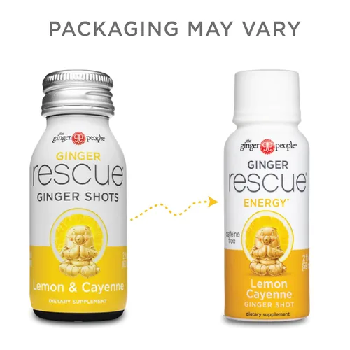 Vista 3 de Ginger Rescue Shots de The Ginger People - Potenciador de energía, energía sin cafeína, salud digestiva, sabor a limón y cayena, 2 onzas líquidas