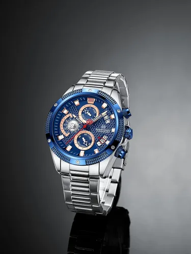 Vista 4 de NAVIFORCE Relojes deportivos para hombre, reloj de cuarzo de acero completo, para hombre, fecha semanal, resistente al agua, relojes militares