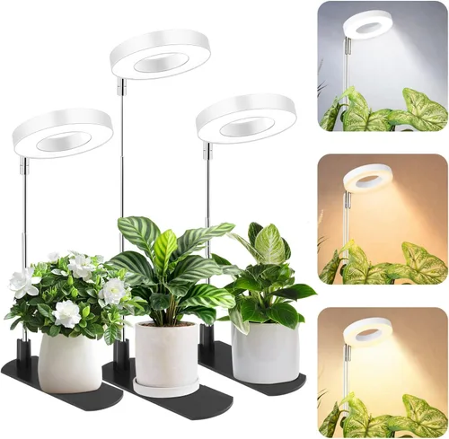 Vista 15 de LBW Luz de cultivo para plantas de interior, luz de cultivo de plantas de halo de espectro completo con base, lámpara de cultivo de plantas