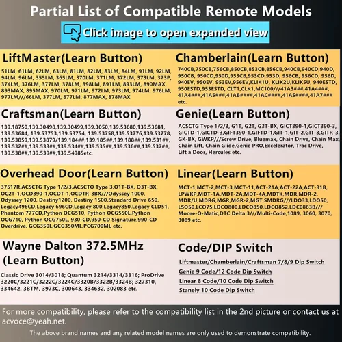 Vista 3 de Teclado remoto universal para apertura de puerta de garaje, repuesto para Chamberlain Liftmaster Genie Lineal Multi-Code Sears Craftsman Stanley