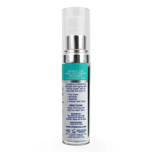 Vista 7 de TriDerma Suero de ácido hialurónico para cara con péptidos de colágeno, 5% niacinamida y matrixyl 3000, suero facial antienvejecimiento de fuerza