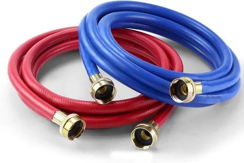 Vista 10 de 6 pies de mangueras premium de acero inoxidable para lavadora con codo de 90 grados, sin plomo, a prueba de explosiones, conexión NPT de 3/4