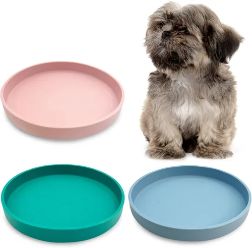 Vista 29 de Tazón de silicona poco profundo para perros, tazones de comida para gatos de 7 pulgadas, platos planos para cachorros, lindos platos para fatiga