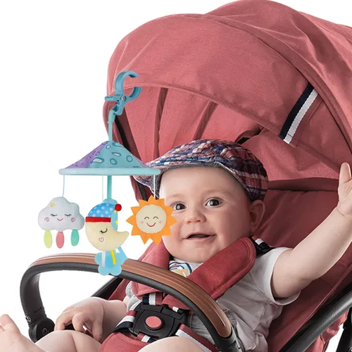 Vista 9 de Cochecito de bebé juguetes móviles, juguetes de cochecito con sonajero suave para 0 meses + (cielo)