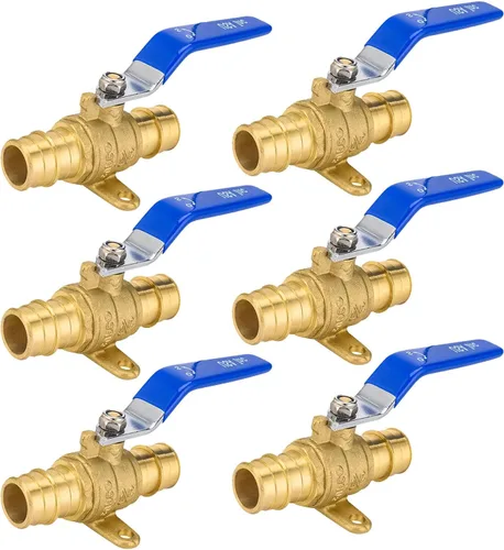Vista 7 de Válvula de bola azul, válvula de cierre Pex A de 1/2 pulgada con oreja, válvula de bola de cierre Pex de puerto completo de latón para agua, aire