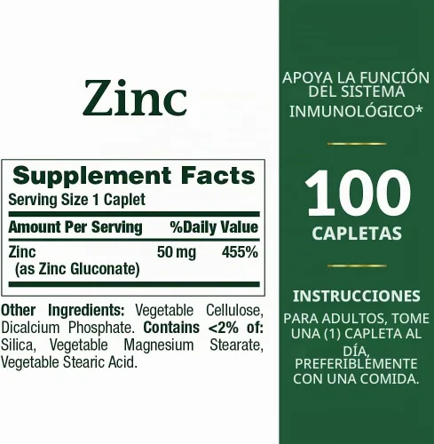Vista 2 de Nature's Bounty Cápsulas de zinc de 50 mg, sin sabor, 100 unidades, paquete de 2