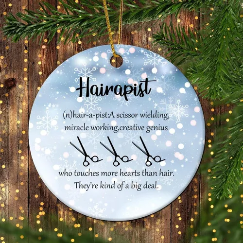 Vista 8 de Hairapist - Adornos de Navidad 2023 Definición de hairapista, decoraciones navideñas para árbol Descripción de la palabra Adornos únicos colgantes
