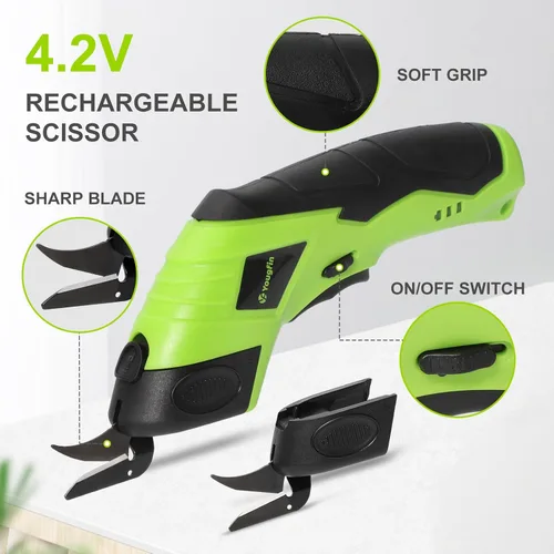 Vista 6 de Tijeras Eléctricas para Tela, Cortador de Caja Eléctrico para Cartón 4.2V Tijera Eléctrica Recargable para Cortar Tela, Tijeras Inalámbricas