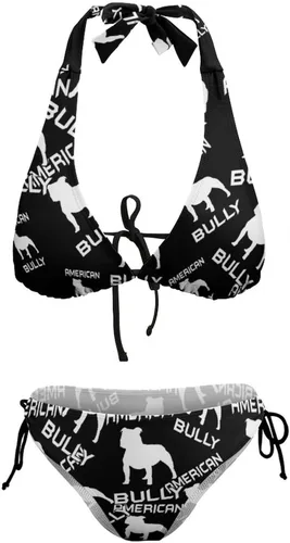 Vista 5 de American Bully Dog Women's Bikini Swimsuit Set Halter Tie Side Swimming Suit Print 2022