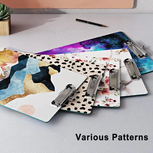 Vista 6 de Bonito portapapeles de madera con diseño decorativo A4 tamaño carta para oficina en el aula, tamaño estándar 9 x 12.5 pulgadas con clip de metal