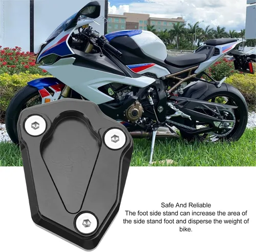 Vista 3 de Extensor de pata de cabra de motocicleta, almohadilla de extensión de soporte lateral para pie, placa de soporte de aleación de aluminio