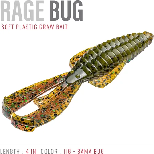 Vista 2 de Strike King Rage Bug Señuelo de Pesca, Grúber de Plástico Suave, Diseño Único, Acción Sutil
