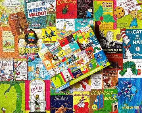 Vista 4 de Rompecabezas Springbok de 1000 piezas "Historias de la Infancia" para adultos y niños, con portadas de libros de algunas de tus tiendas favoritas