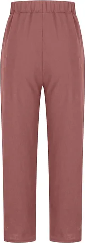 Vista 4 de SMIDOW Pantalones cortos de algodón y lino para mujer, de cintura alta, casuales, elásticos, pierna recta, con bolsillos